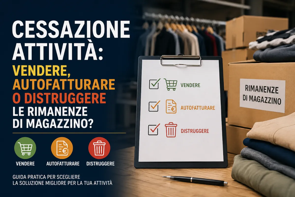 Cessazione attività e gestione delle rimanenze di magazzino tra vendita dello stock, autofattura e distruzione della merce